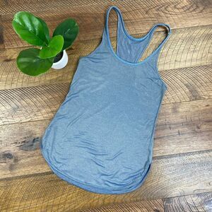 LULULEMON 6 metallic blue razor back scoop neck tank top workout exercise